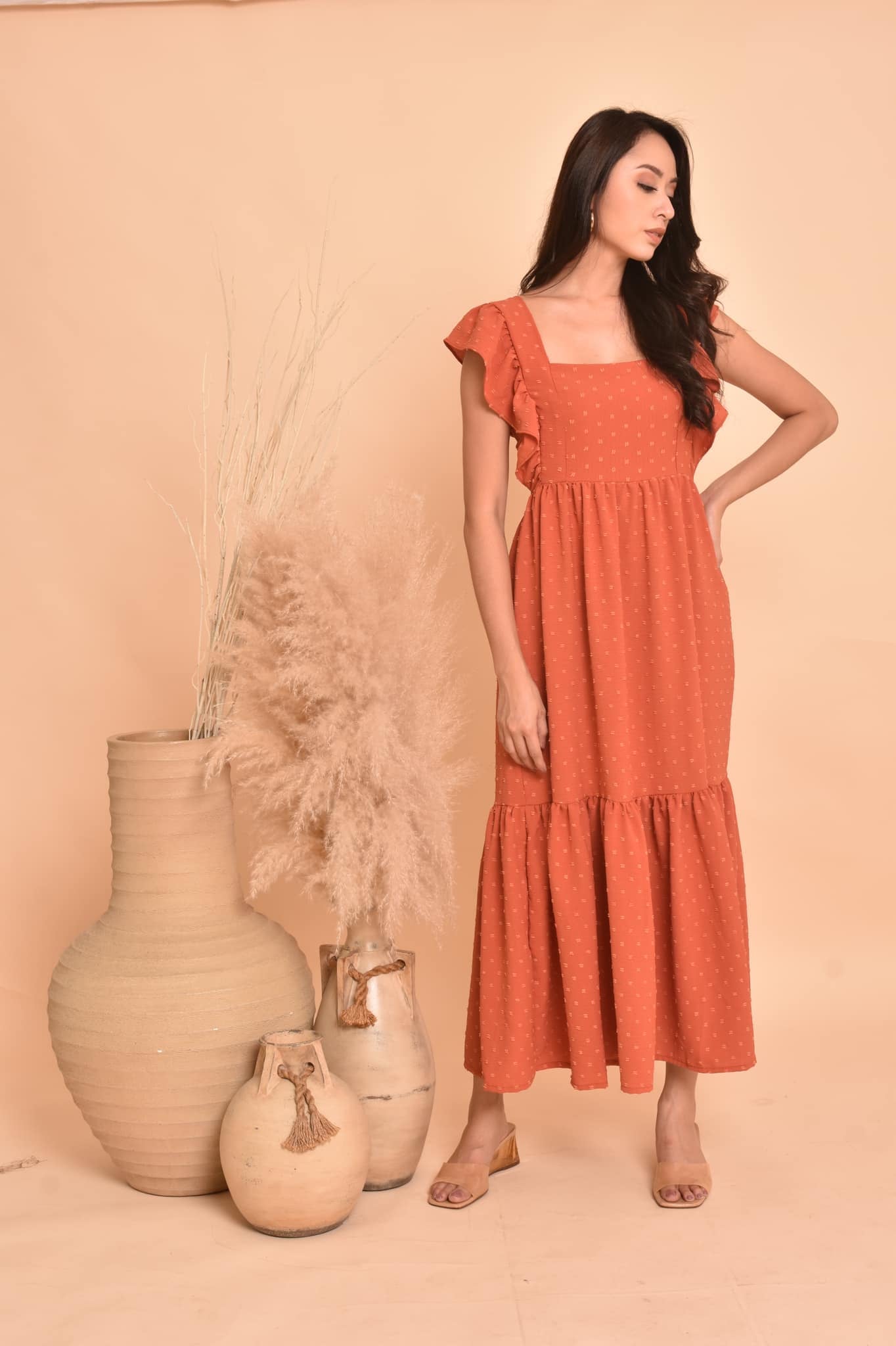 Rose Swiss Dot Maxi Dress