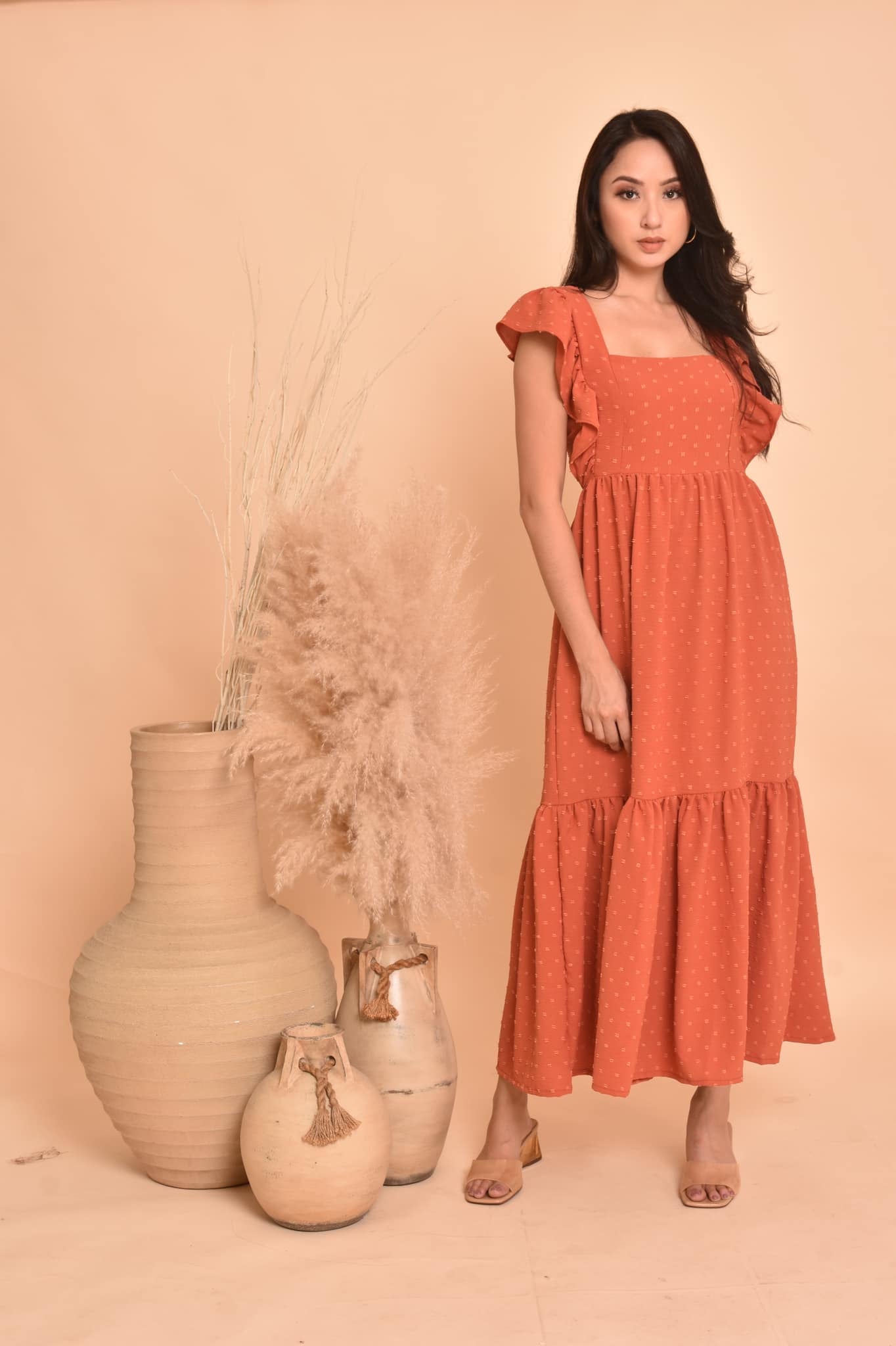 Rose Swiss Dot Maxi Dress