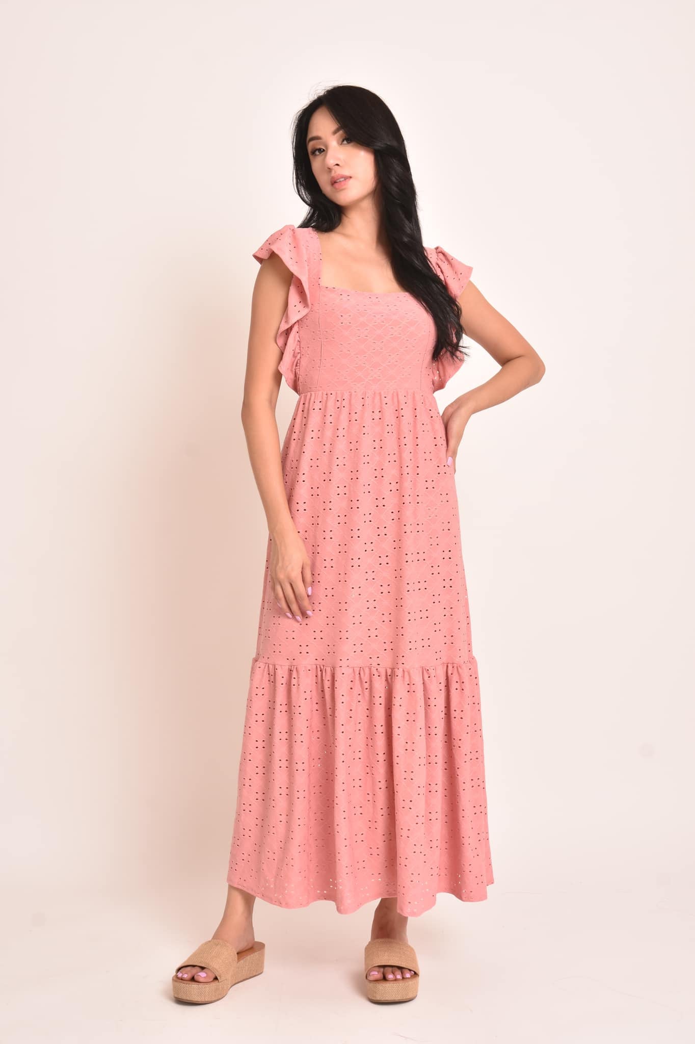 Rose Eyelet Maxi Dress