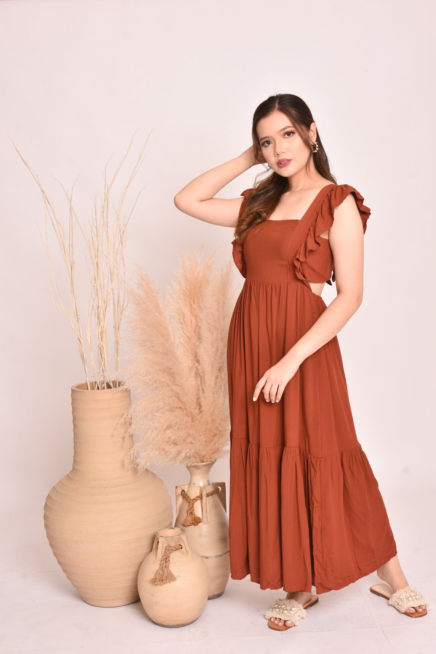 Rose Plain Maxi Dress