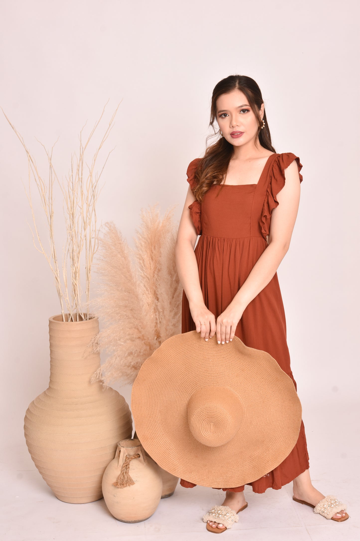 Rose Plain Maxi Dress