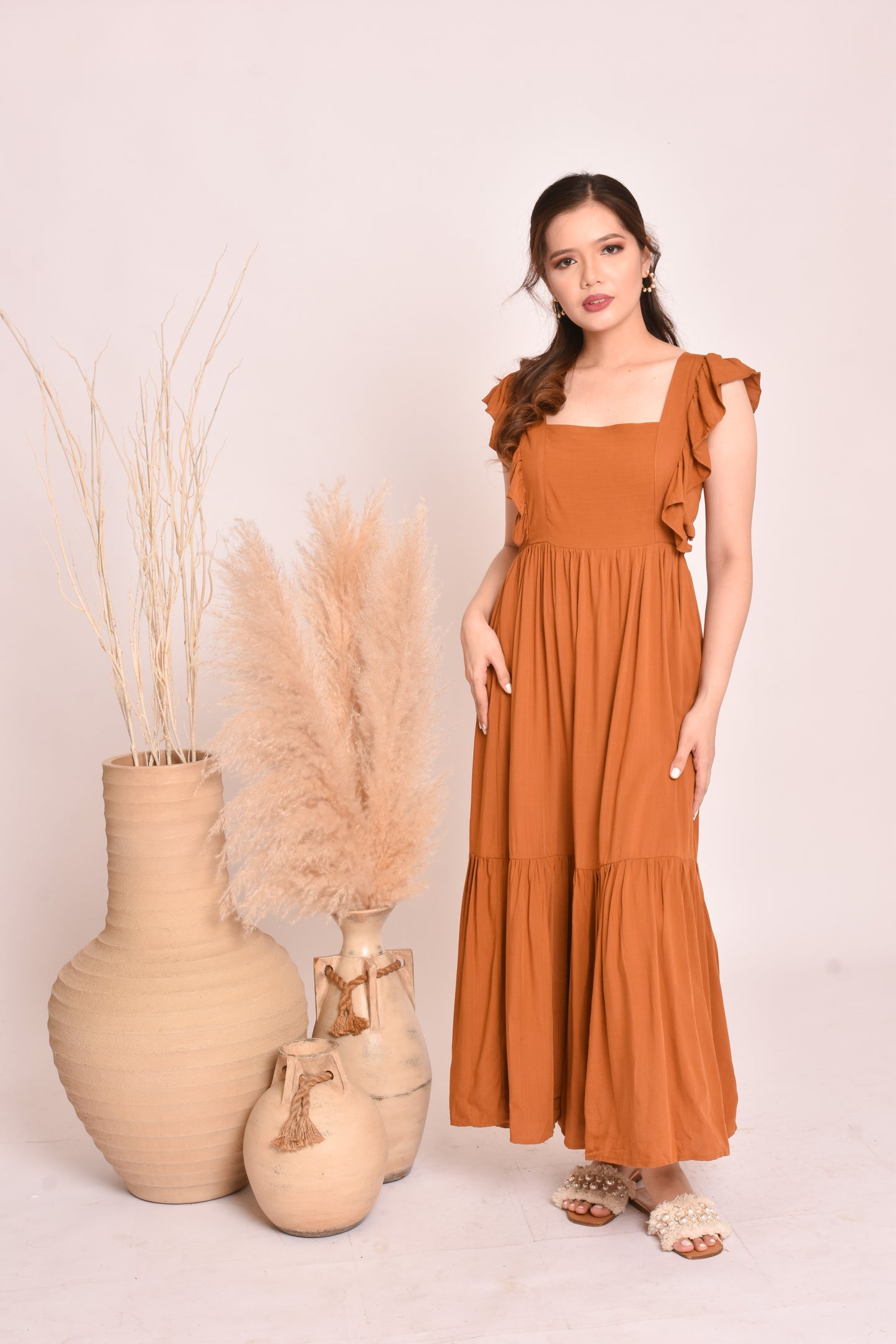 Rose Plain Maxi Dress