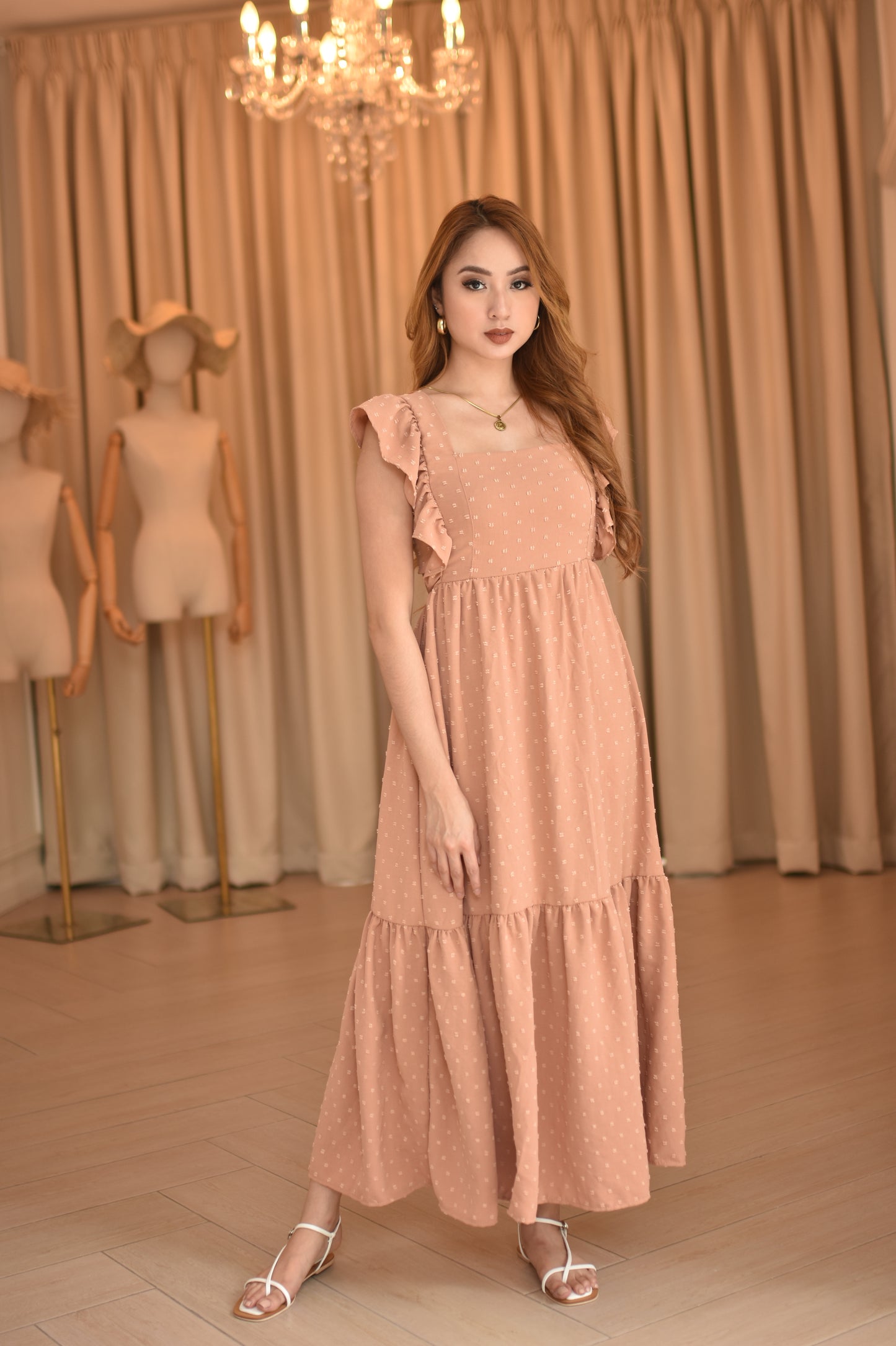 Rose Swiss Dot Maxi Dress