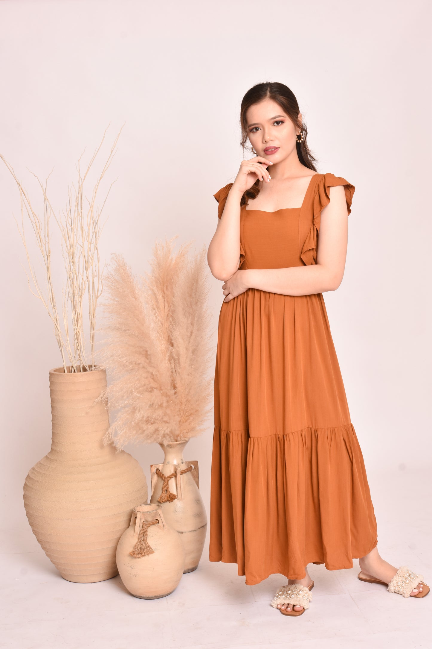 Rose Plain Maxi Dress