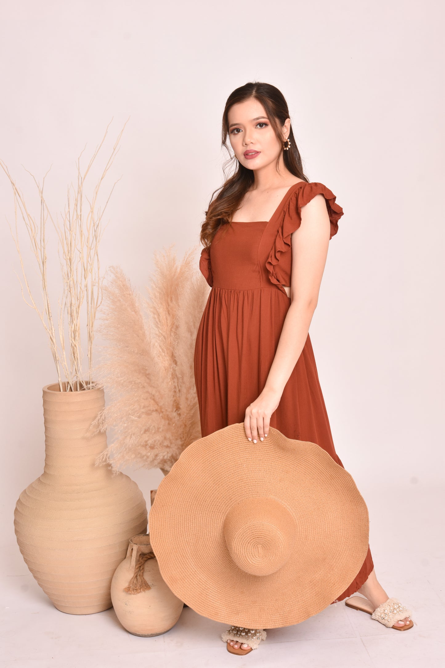 Rose Plain Maxi Dress