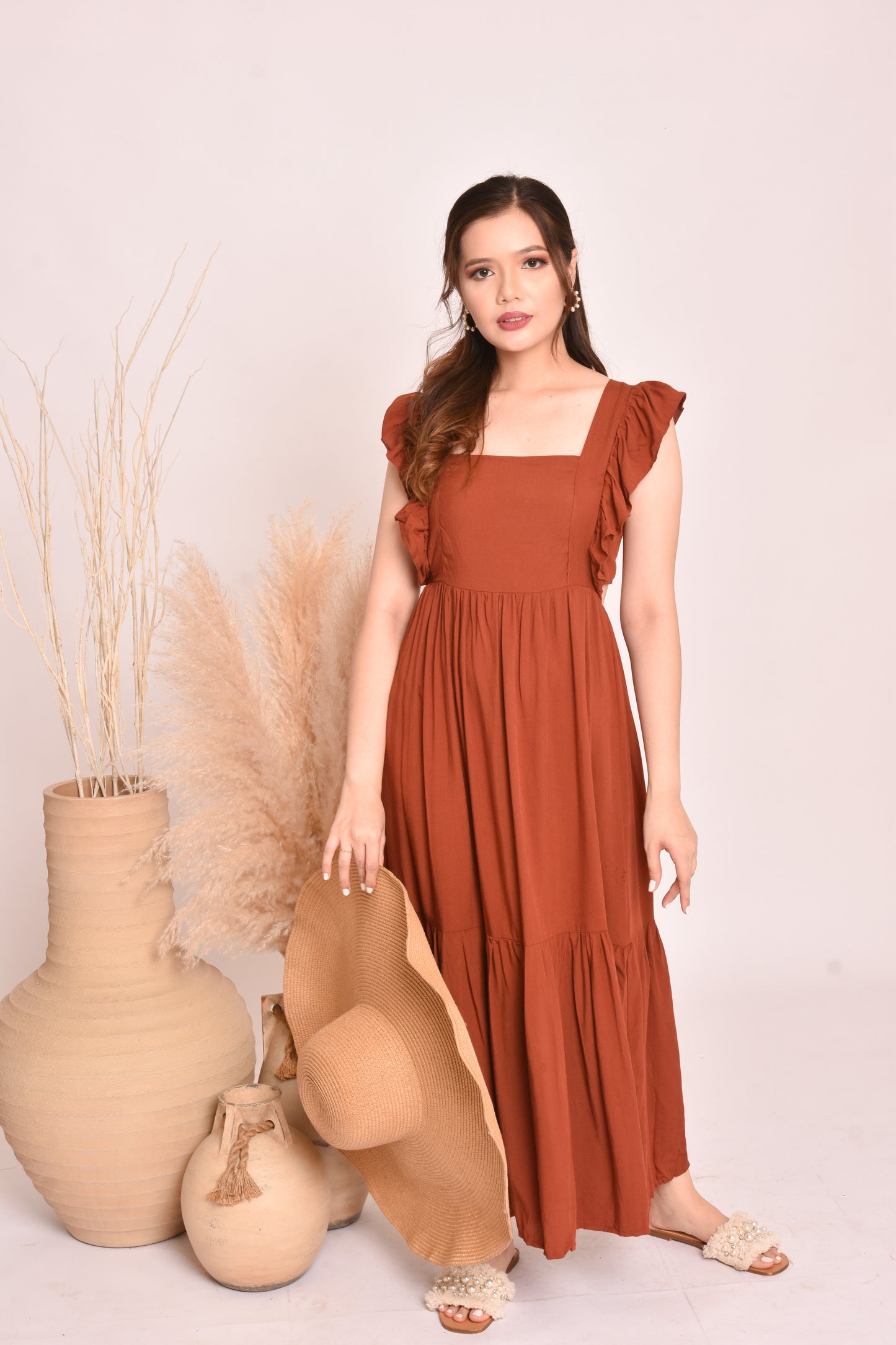 Rose Plain Maxi Dress