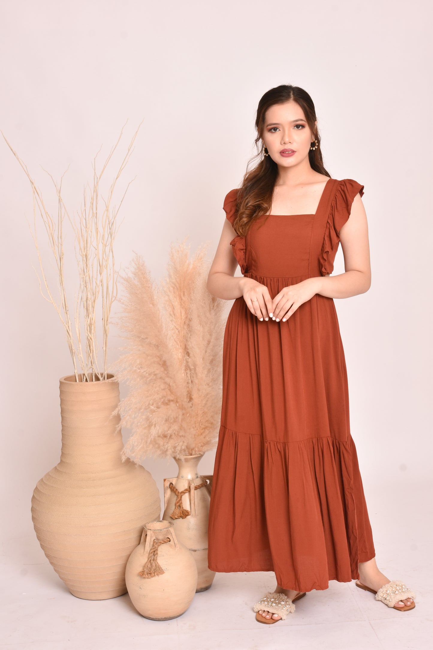 Rose Plain Maxi Dress