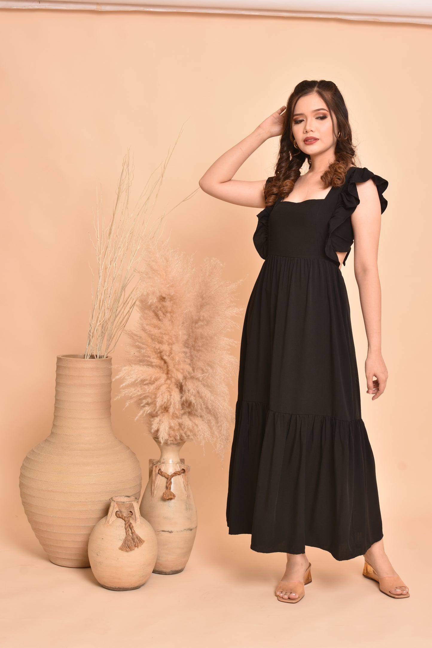 Rose Plain Maxi Dress