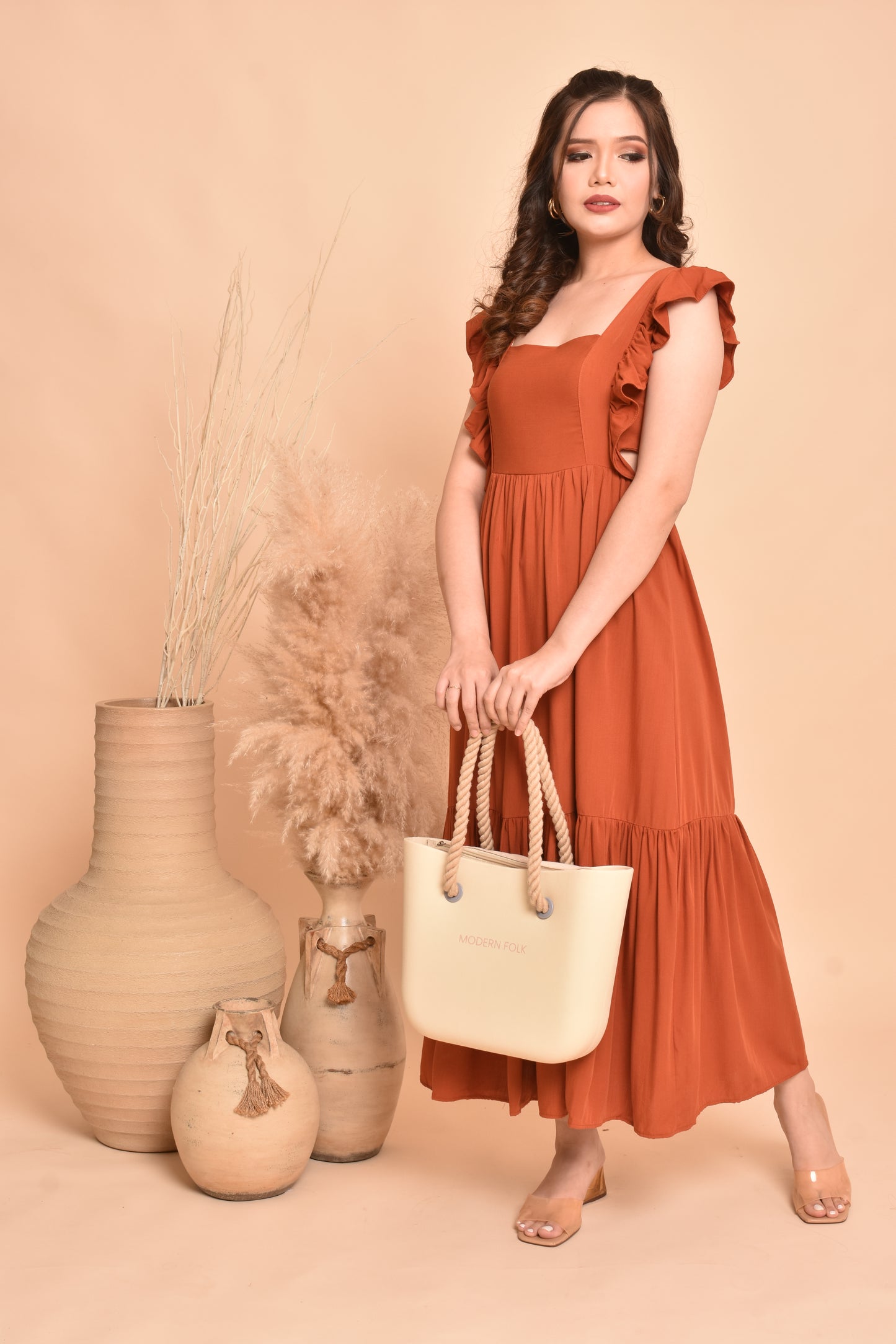 Rose Plain Maxi Dress