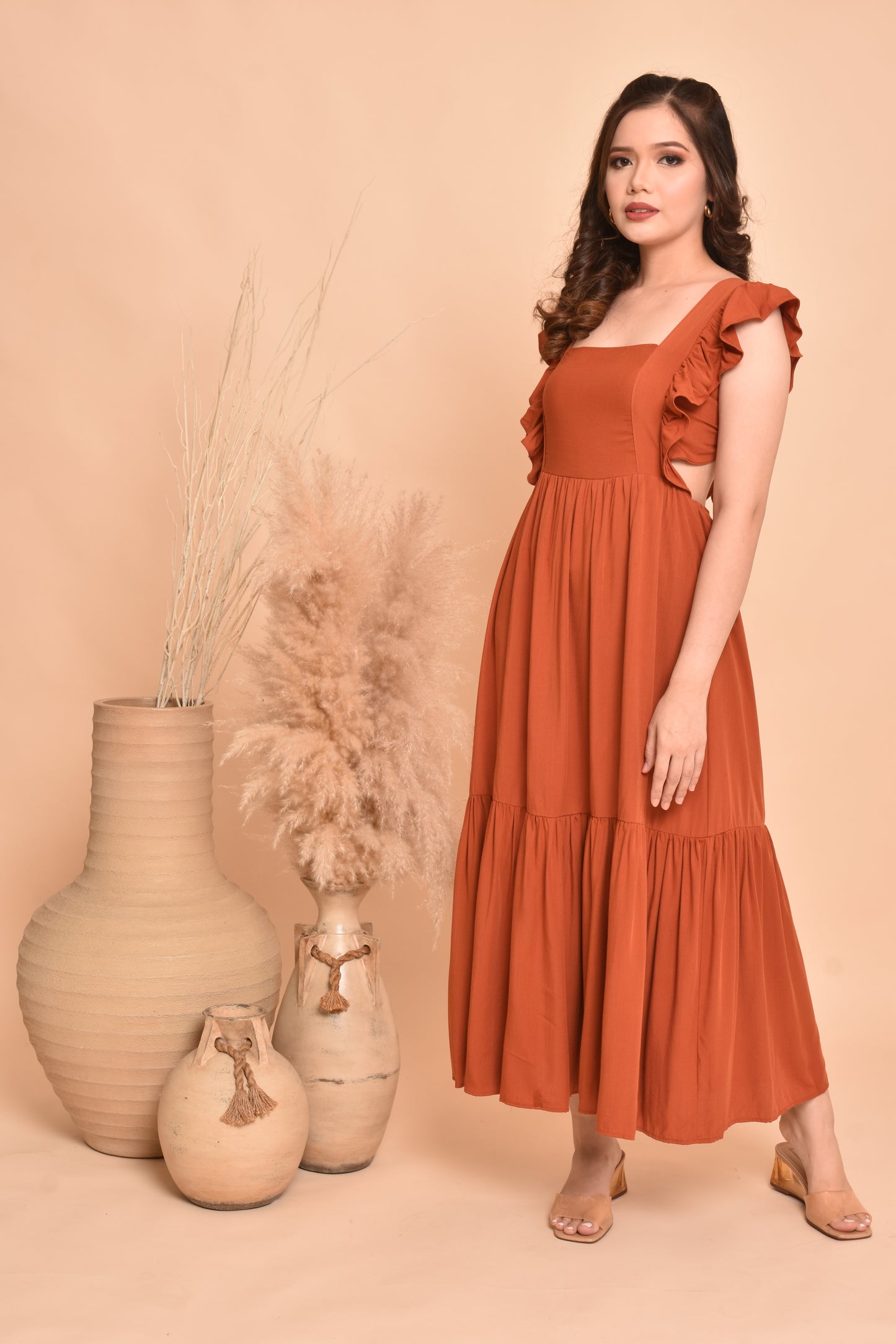 Rose Plain Maxi Dress