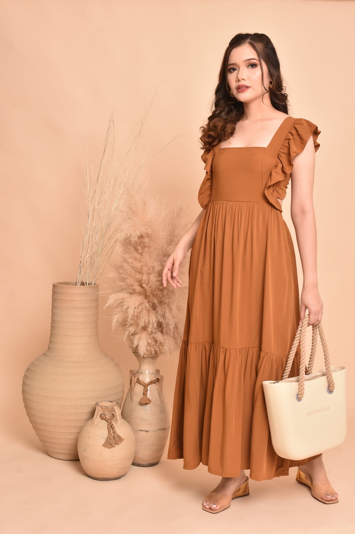 Rose Plain Maxi Dress