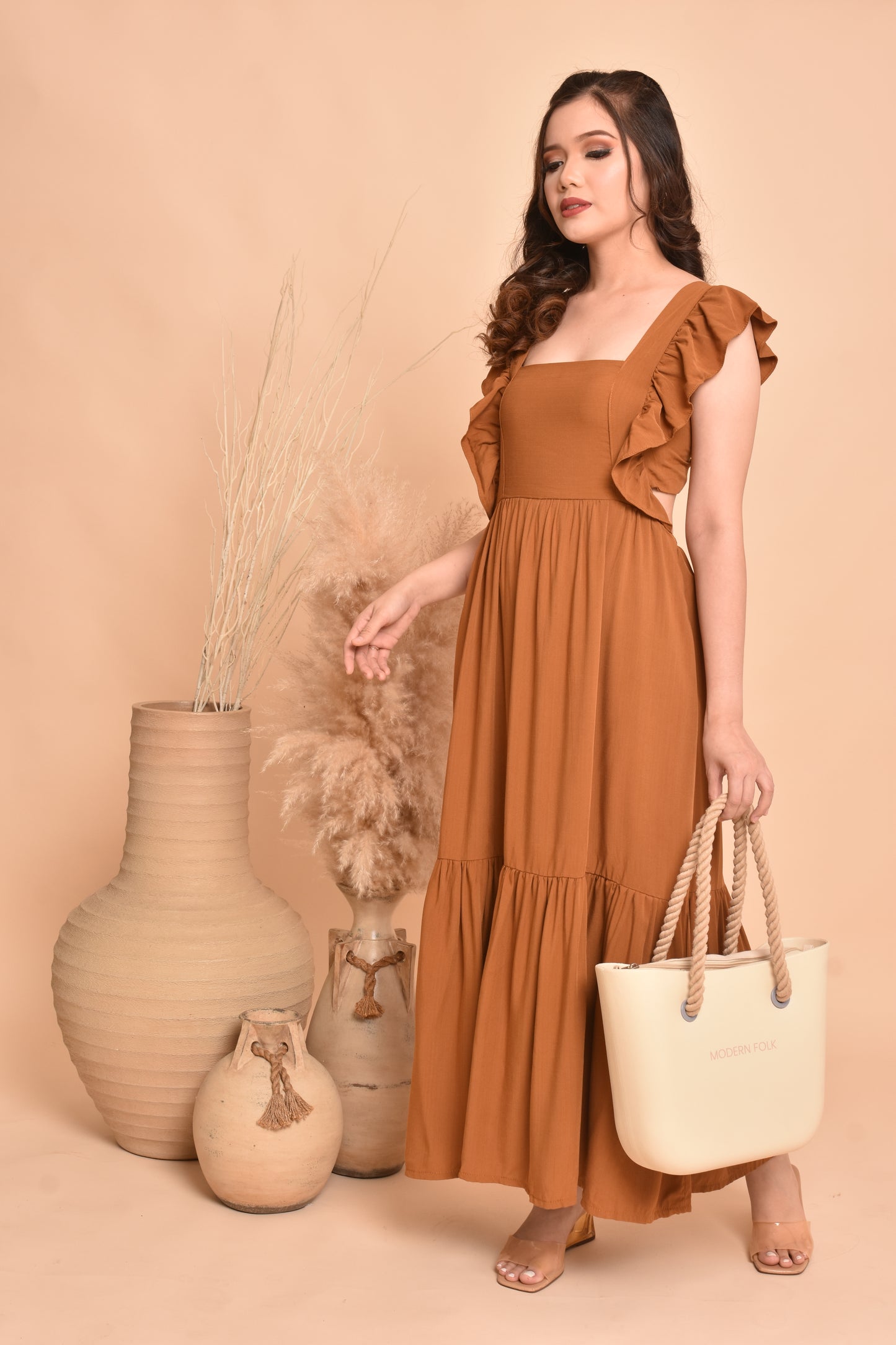 Rose Plain Maxi Dress