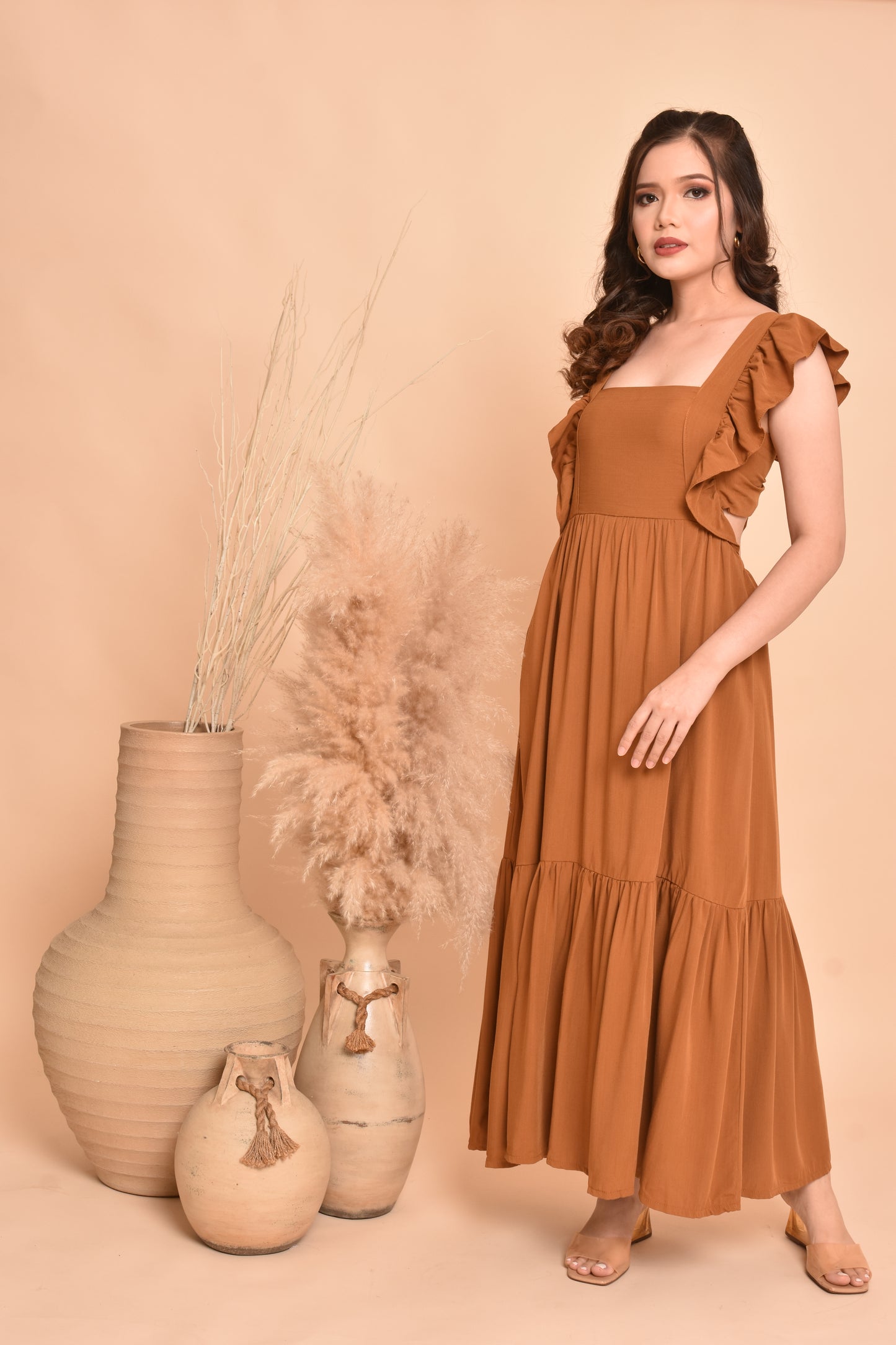 Rose Plain Maxi Dress