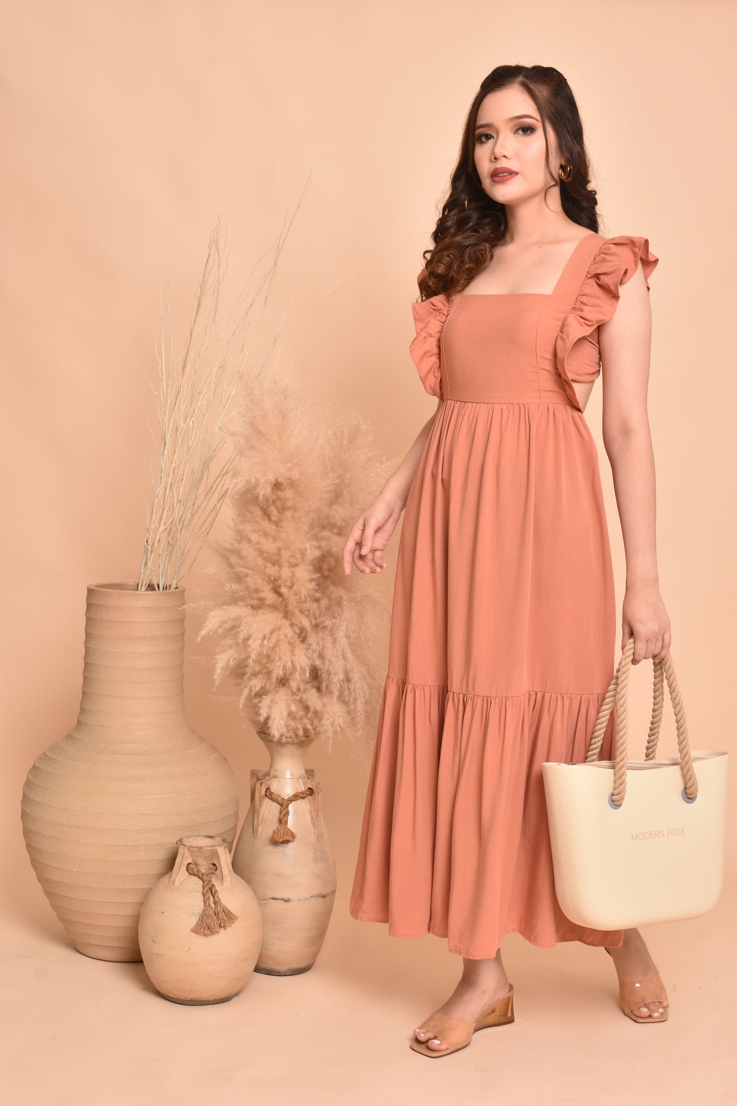 Rose Plain Maxi Dress