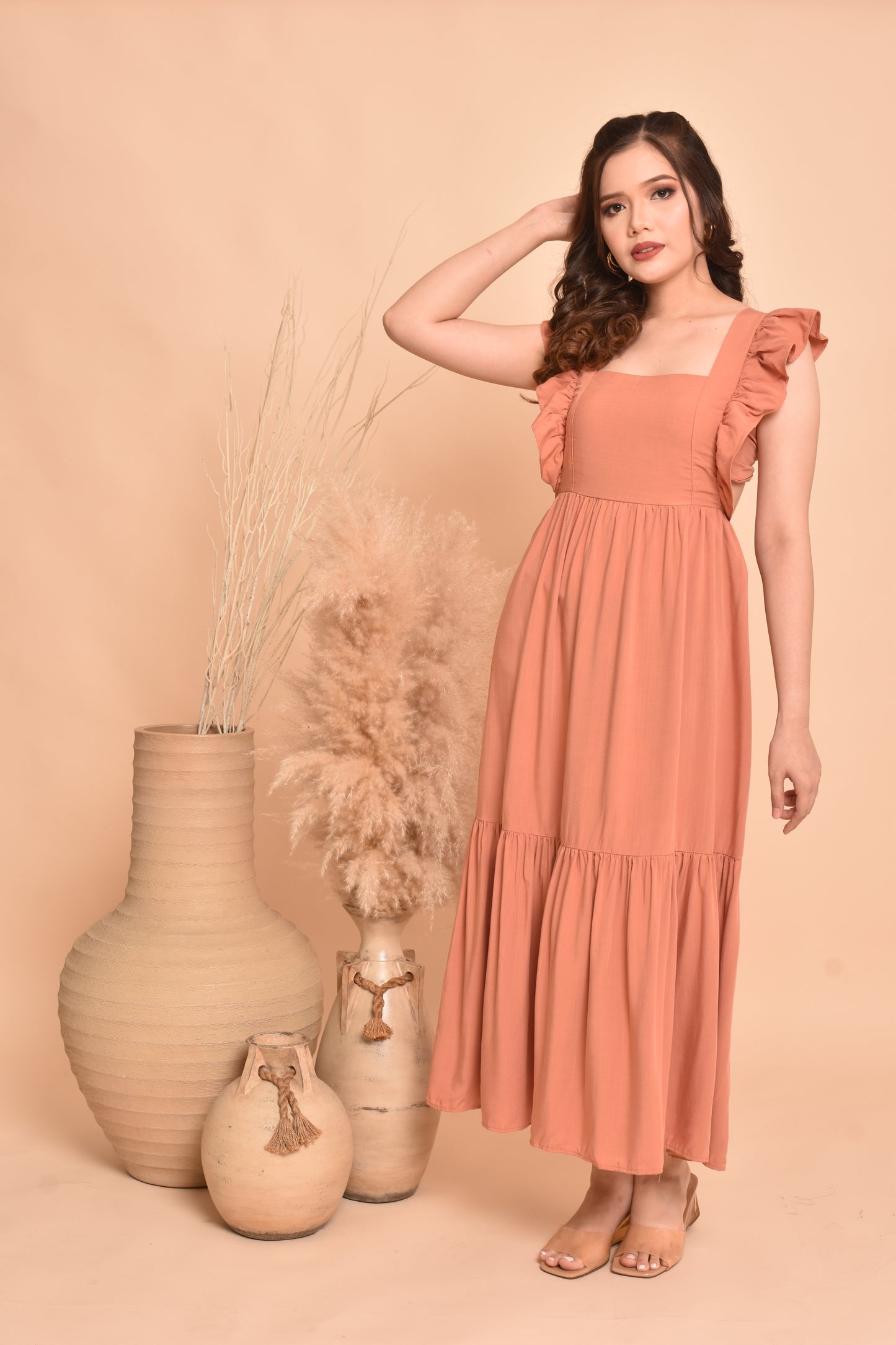 Rose Plain Maxi Dress