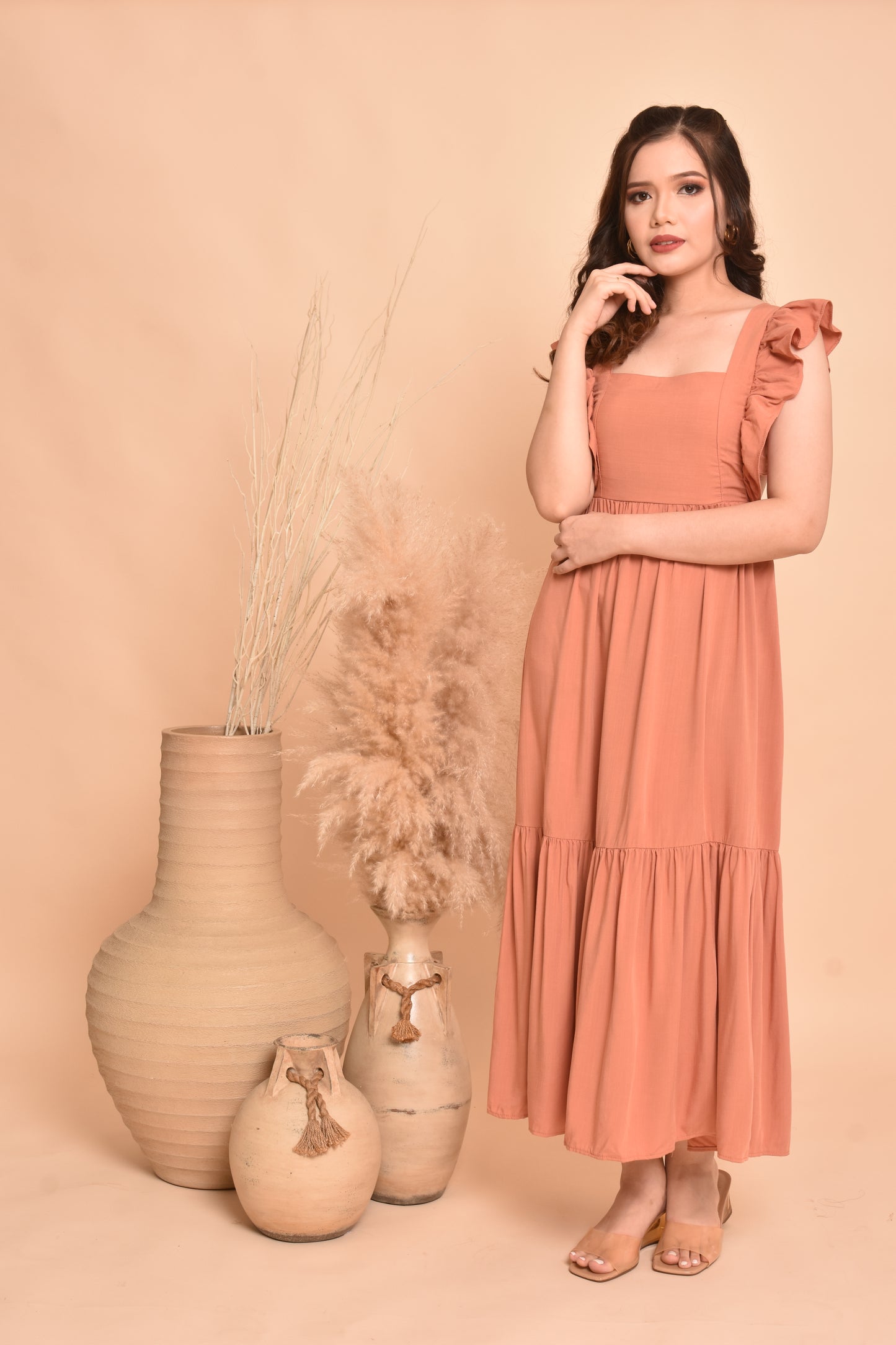 Rose Plain Maxi Dress