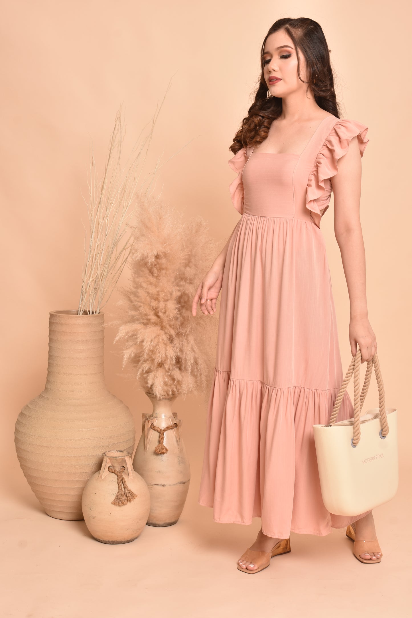 Rose Plain Maxi Dress