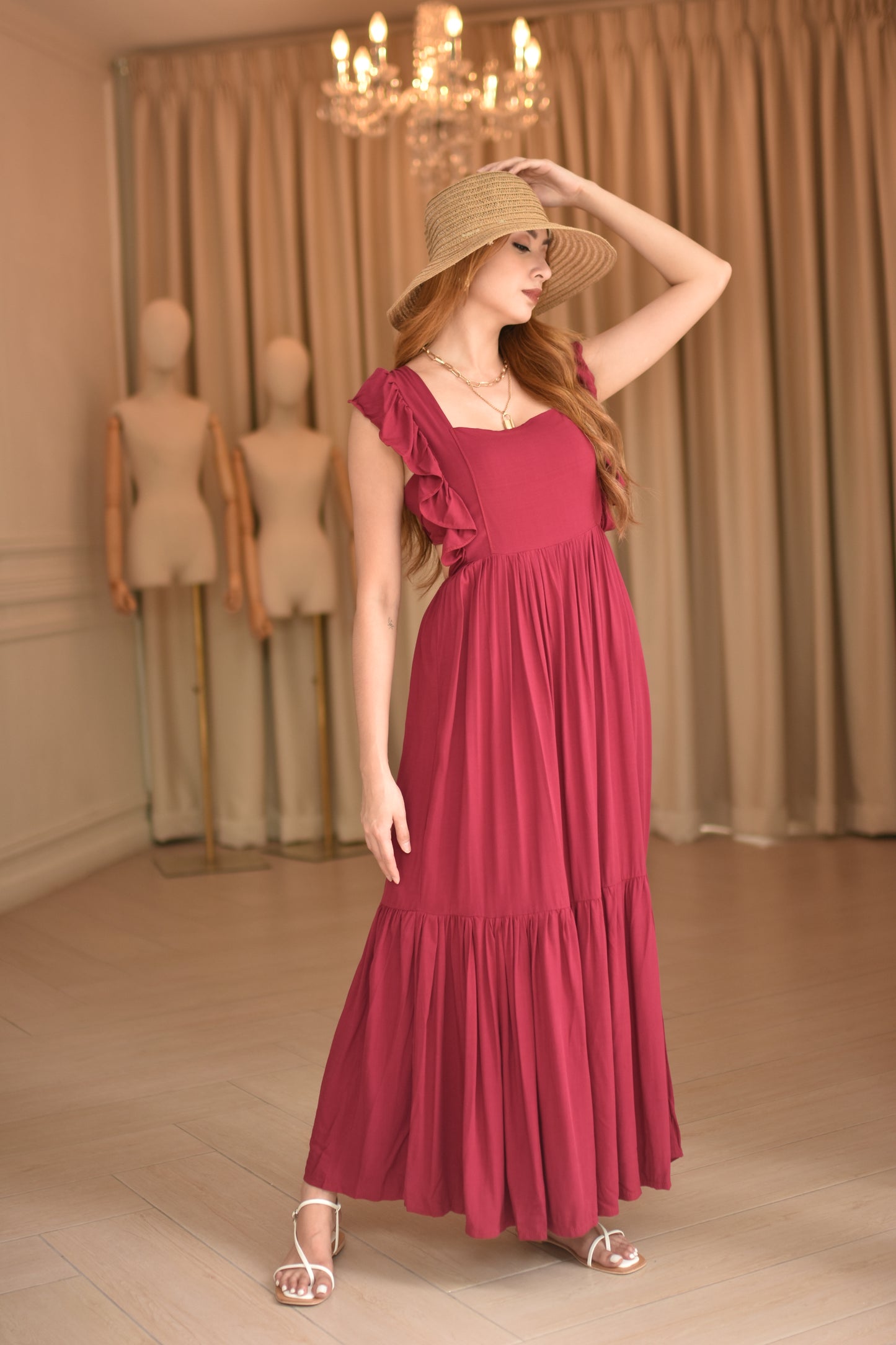 Rose Plain Maxi Dress