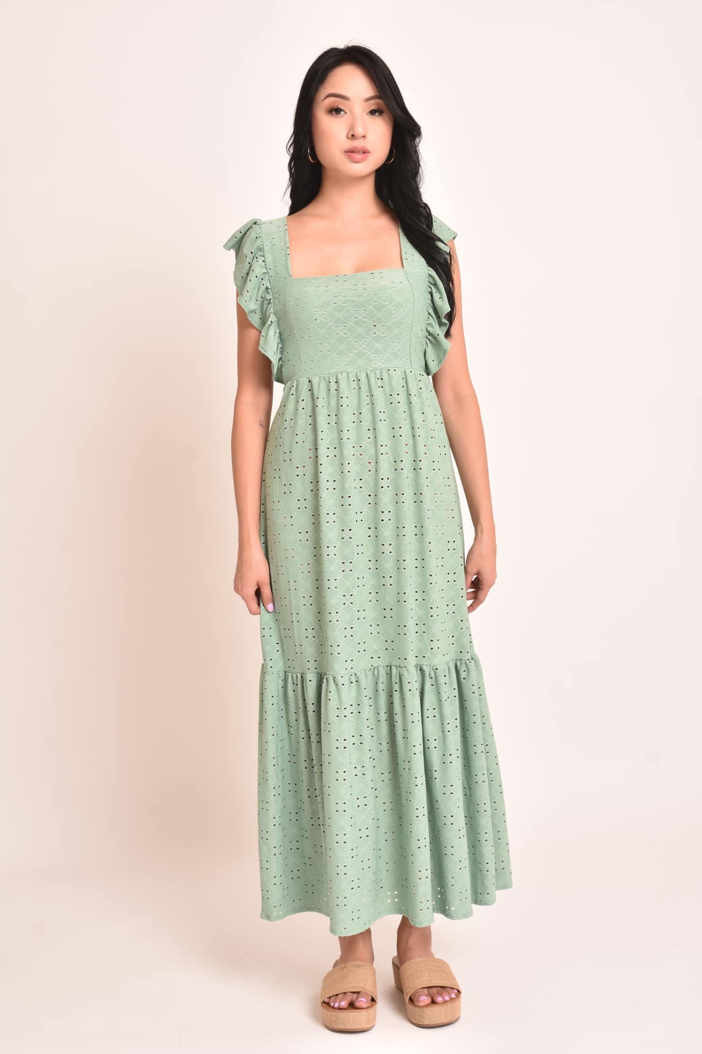 Rose Eyelet Maxi Dress