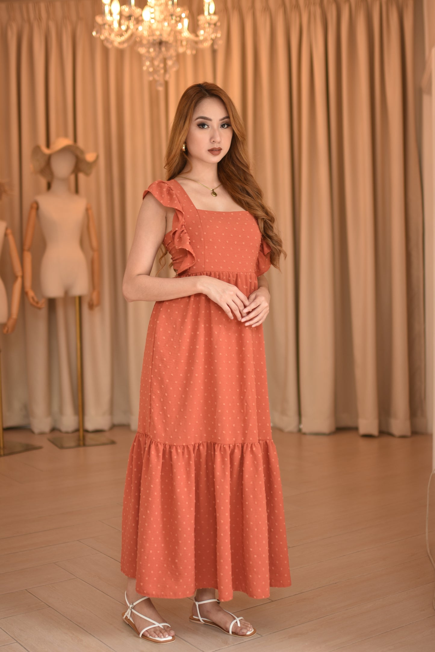 Rose Swiss Dot Maxi Dress