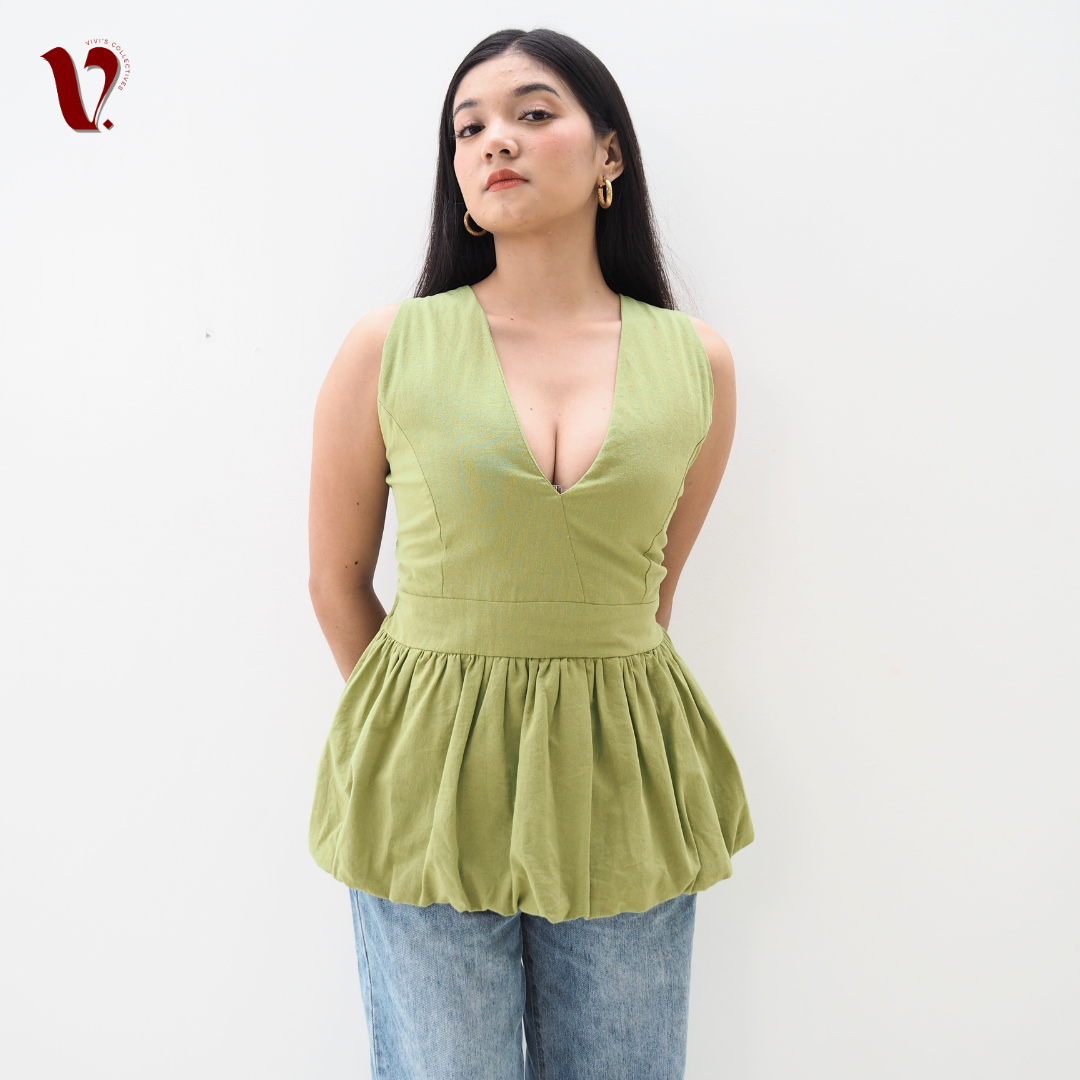 Orelia V-Neck Baloon Top