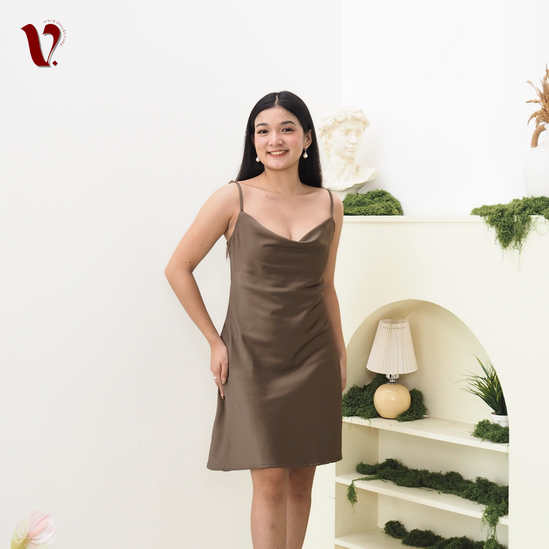 Vina Satin Cowl Dress
