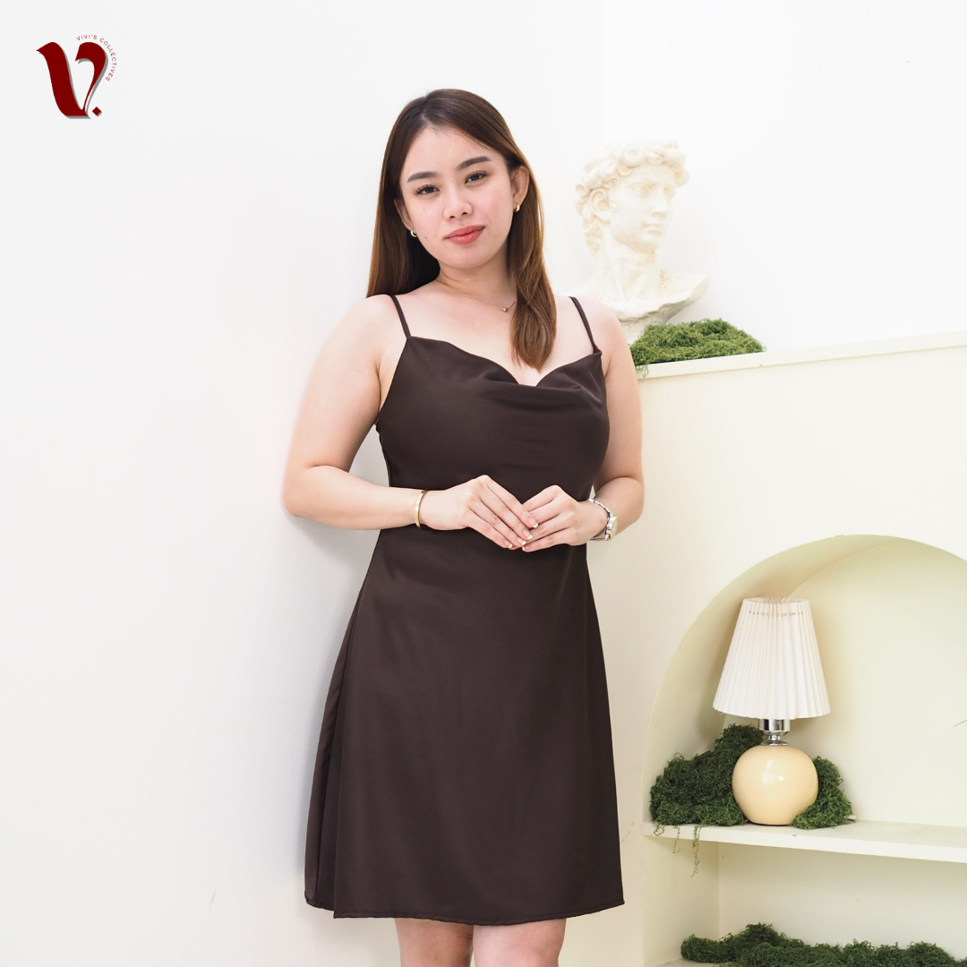 Vina Satin Cowl Dress