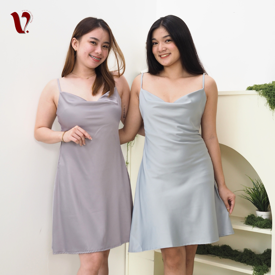 Vina Satin Cowl Dress